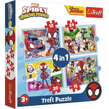 PUZZLE 4w1 ZESTAW EKIPA SPIDEY`a 34611 TREFL 71el.